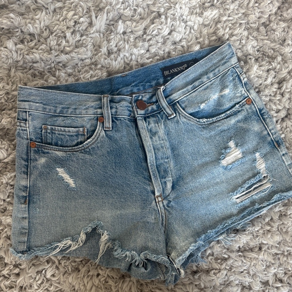 Blank NYC Light Blue Distressed Jean Shorts